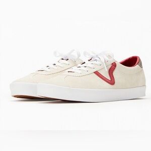 NWT Vans Cream Sneakers with Red Accents.  Men’s Size 10